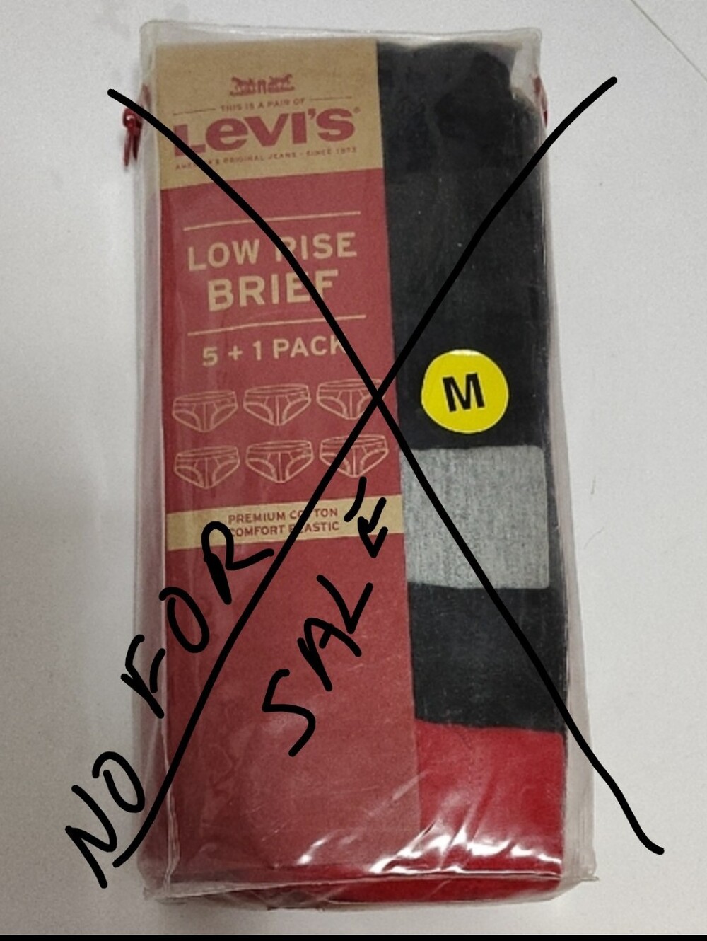 Levi's Men's Low Rise Briefs 5+1 Pack - Black, Gray, Red Size 32-34